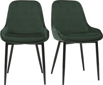 Miliboo Set De 2 Sillas De Terciopelo Color Verde Holo