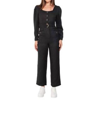 SMF Long Belted Jumpsuit In Black