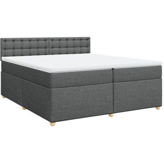 vidaXL Vidaxl - Cama Box Spring Con Colch&oacute;n Tela Gris Oscuro 200x200 Cm