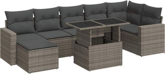 vidaXL Set De Sof&aacute;s De Jard&iacute;n Y Cojines 8 Piezas Rat&aacute;n Sint&eacute;tico Gris Vidaxl