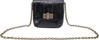 Lanvin Mini Turn Lock Crossbody Bag in Black Eel Leather