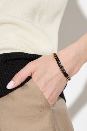 Valentino Garavani Leather Bracelet, Womens, Black