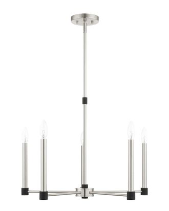 Livex Lighting 5-Light Brushed Nickel With Satin Brass Accents Chandelier
