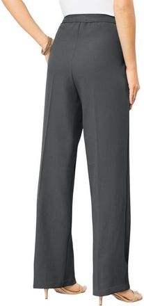 Roaman's Plus Size Wide Leg Bend Over Pant in Dark Charcoal at Nordstrom, Size 42