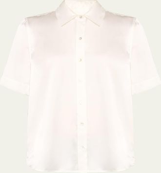 L'agence Ellah Short-Sleeve Silk Blouse