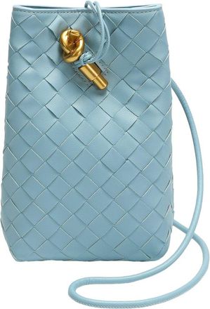 Tiffany & Fred Handwoven Leather Mini Bucket Bag