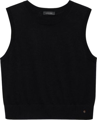 Anine Bing Top smanicato girocollo - Nero