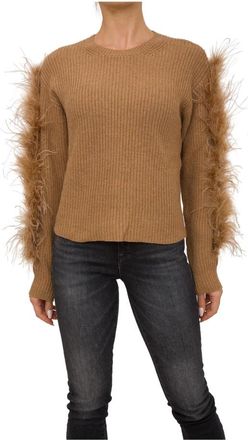 Twinset Veren Beige Gebreide Trui - Dames - Ronde hals truien - Beige - S - Katoen - Truien & Vesten