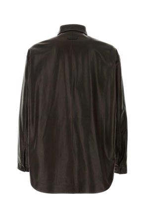 Fear of God Mens Dark Brown Leather Oversize Shirt Darkbrown Camicie