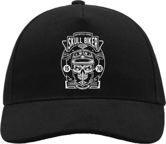 Generic Skull Biker Motorcycle Legend Comfortable Unisex Brushed Cotton Baseball Trucker Cap with Buckle Black
