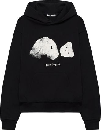 Palm Angels Felpa Spray Broken Bear con stampa - Nero
