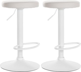 Clp Clp - Set De 2 Taburetes De Bar Ponte En Polipiel Blanco Metal Blanco Mate