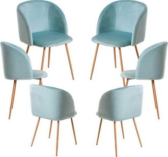 Regalos Miguel Packs Sillas Comedor - Pack 6 Sillas Velt Terciopelo - Azul Claro