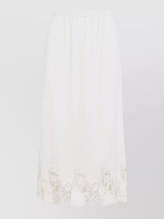 Alberta Ferretti velvet pencil skirt scalloped lace hem