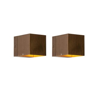 QAZQA Qazqa Moderno Set De 2 L&aacute;mparas De Pared Inteligentes Color Bronce Oscuro 8 Cm Con Wifi G9 - Transfer Aluminio Cuadrada Adecuado Para Led Max. 1 X 2.5