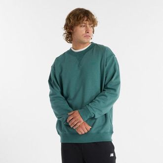 New Balance Mens Numeric French Terry Crew in Green Cotton, size X-Small