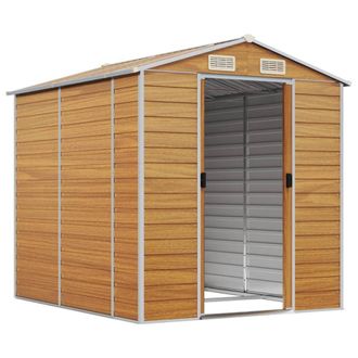 Berkfield Home Garden Shed Light Brown 191x215x198 cm Galvanised Steel | Size: 191 x 215 x 198 cm