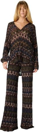 Missoni Viscose Lam&eacute; Trousers With Arabesque Motif in Green& Brown at Nordstrom, Size 44 It