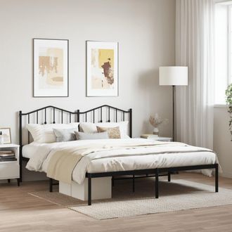 Berkfield Home Metal Bed Frame with Headboard Black 180x200 cm Super King