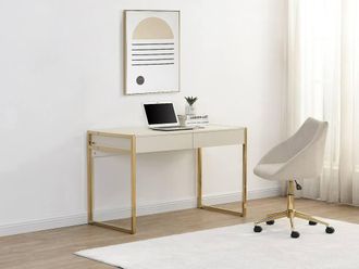Vente-Unique Desk With 2 Drawers - MDF & Metal - Beige & Gold - MASON