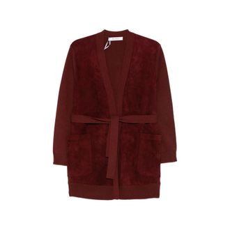 Max Mara Suede-panelled Belted Cardigan
