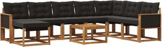 vidaXL Conjunto De Sof&aacute;s De Exterior 9 Uds. Natural Y Negro Vidaxl