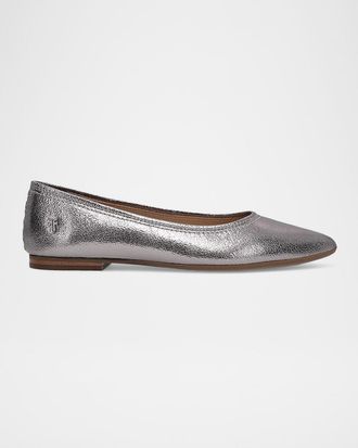 Frye Heather Metallic Leather Ballerina Flats