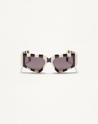 Valentino Occhiale Geometrico In Acetato Donna AVORIO/NERO/GRIGIO 53