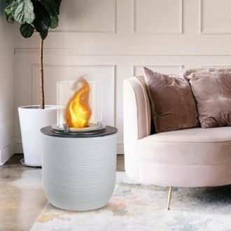 Dmora Chimenea De Bioetanol Dsgarboss, Chimenea Ecol&oacute;gica, Hogar Sin Humo, Calefactor De Etanol, Made In Italy, 35x35 H55 Cm, Gris Claro - Dmora