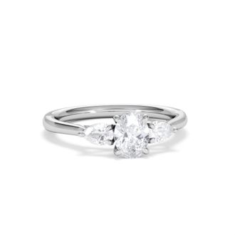 The Diamond Store Evoke 3 Stone Oval Cut Lab Diamond Ring 0.50ct in 9K White Gold