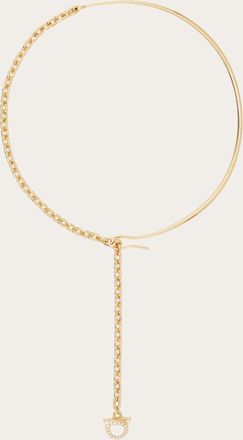 Ferragamo Women Crystal embellished Gancini necklace Gold