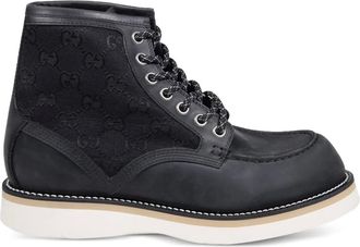 Gucci Veterlaarzen met logopatroon - Zwart