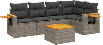 vidaXL Vidaxl - Set De Muebles De Jard&iacute;n 6 Pzas Y Cojines Rat&aacute;n Sint&eacute;tico Gris