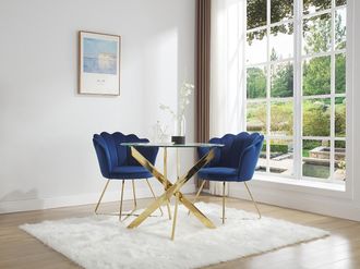 Vente-Unique Tavolo da pranzo tondo 2 coperti in Vetro temperato e Metallo dorato Trasparente - COSIMA