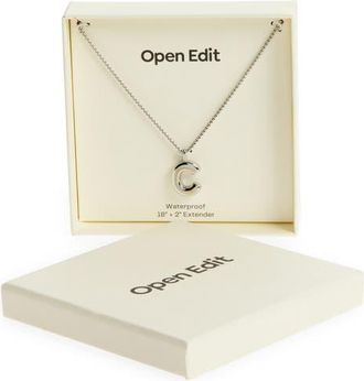 Open Edit Waterproof Bubble Initial Pendant Necklace in C- Silver at Nordstrom