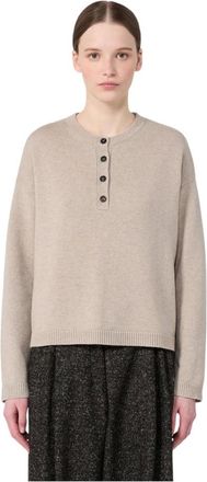 Max Mara Truien & Vesten, Dames, Beige, S, Wol, Trui met ronde hals