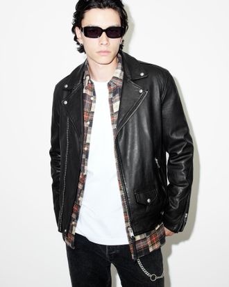 AllSaints Milo Asymmetric Zip Leather Biker Jacket