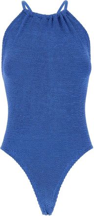Hunza G portia Blue Swimsuit With Criss-crossed Straps On The Rear In Tech Fabric Woman