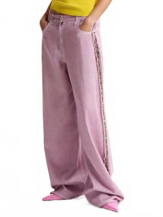 Essentiel Jeeper Studded Wide Leg Pants In Violette