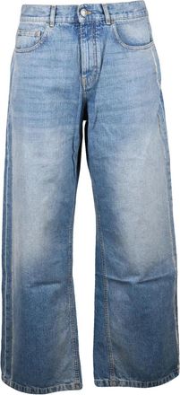 Palm Angels Blue Cotton Curved Jeans