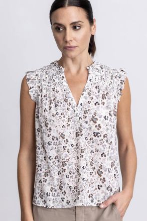 Go Silk Sleeveless Girly Crinkle Silk Blouse In Call Me Cougar