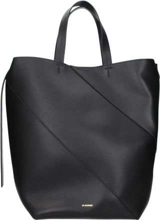 Jil Sander Bolso Tote de Piel con Puntada Diagonal - Bags - Mujer - Negro - ONE SIZE