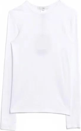 Tibi Womens Ribbed Crewneck Pullover Tee In White