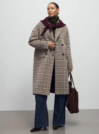 Contemporaine Womens Oversized double-breasted reprocessed wool overcoat