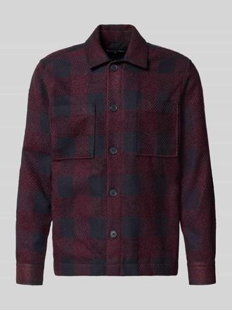 Strellson Regular Fit Freizeithemd mit Strukturmuster Modell NORIN in Aubergine, Größe XL