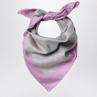 Gucci Foulard in twill di seta verde acqua/rosa