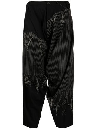 Yohji Yamamoto Pantaloni con ricamo - Nero