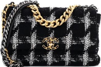 Chanel 19 Flap Bag Quilted Houndstooth Tweed and Ribbon Large crossbody bag - Veelkleurig