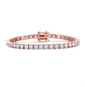 Rachel Glauber Elegant 4mm Clear Cubic Zirconia Magnetic Lock Tennis Bracelet