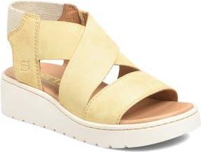 B&oslash;rn Kirby Wedge Sandal in Yellow Suede at Nordstrom Rack, Size 11